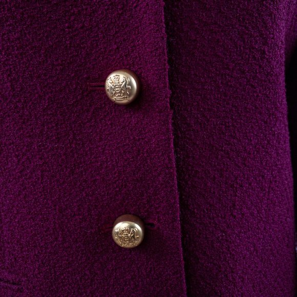 Vintage 80s Jacket S/M Petite Wool Boucle Coat Purple - Picture 2 of 11